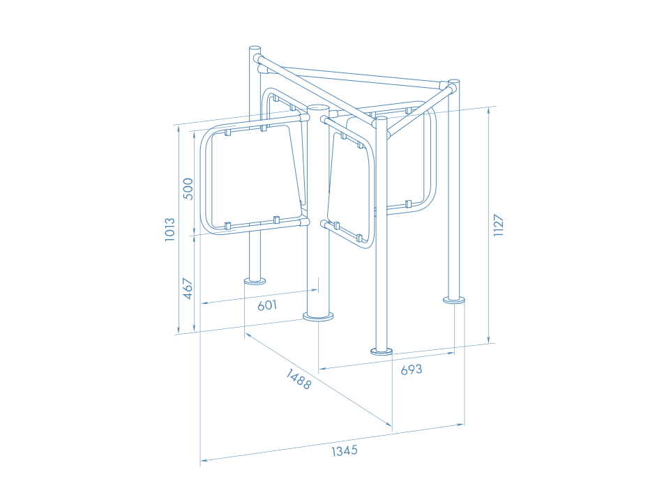 Полуростовый роторный турникет RTD-03S с формирователем прохода RB-03S
