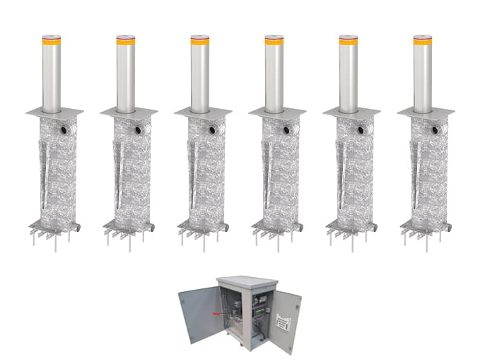 Блокиратор автоматический выдвижной ТБД (серия регулирования движения), диаметр 220, высота 800 мм, 6 боллардов