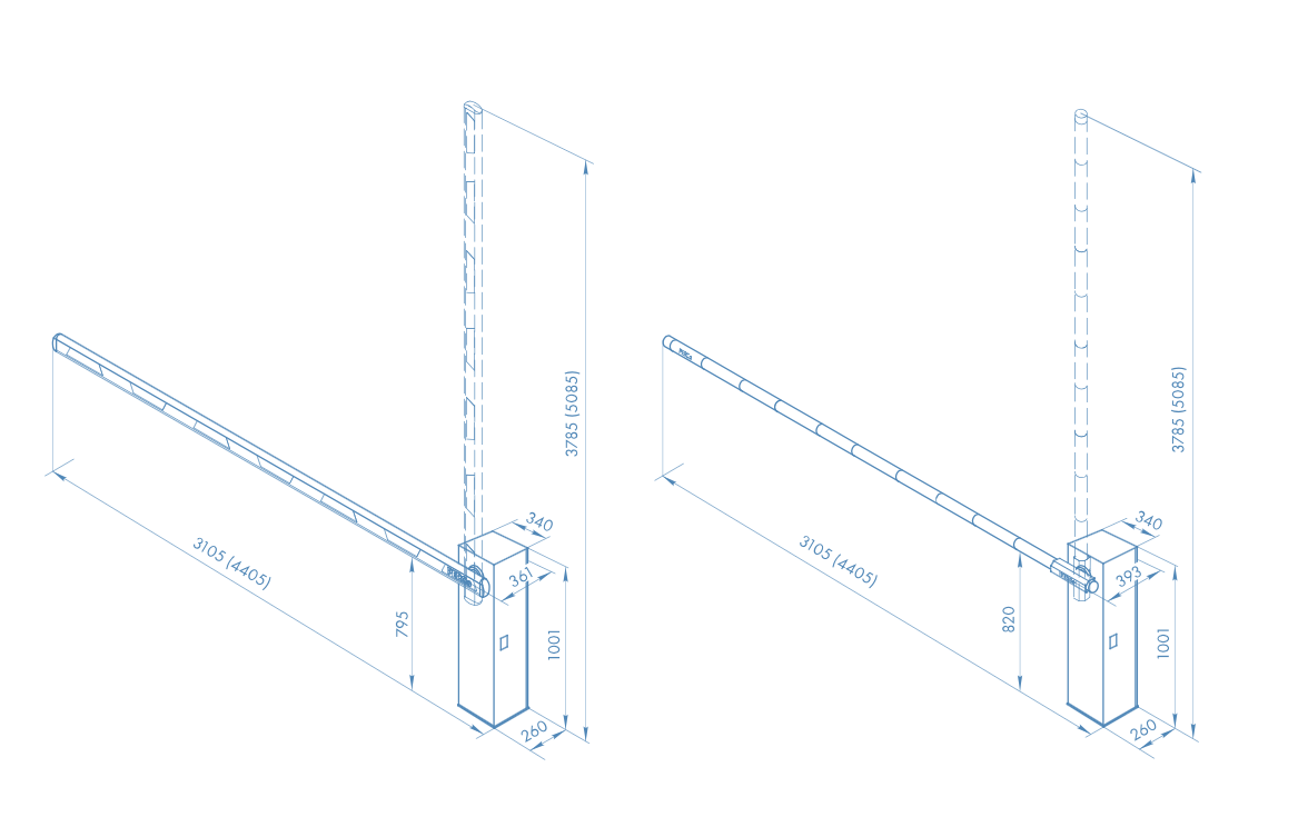 Шлагбаум GS14 со стрелой прямоугольного сечения 4,3 метра