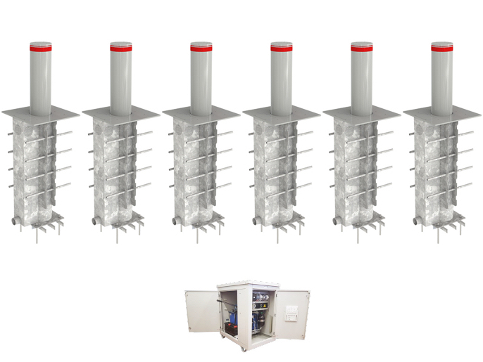 Блокиратор автоматический выдвижной усиленный, 6 боллардов