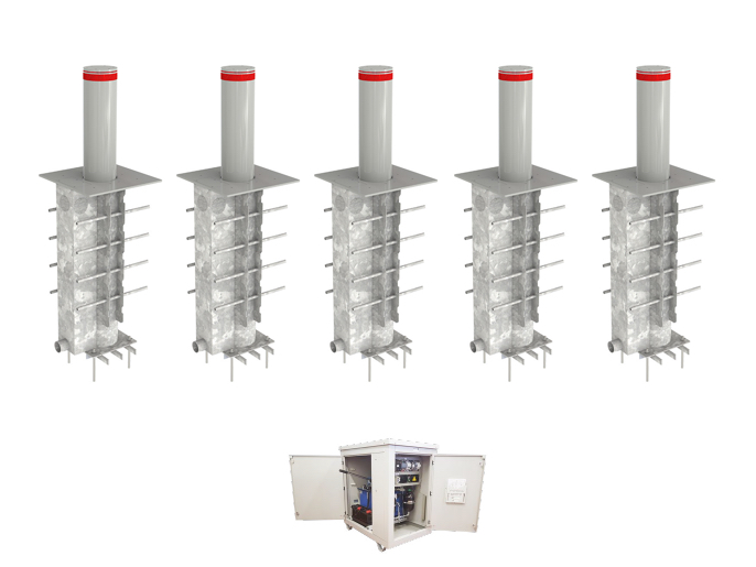Блокиратор автоматический выдвижной усиленный, 5 боллардов