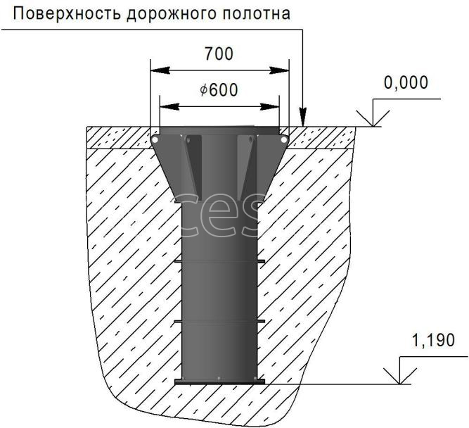 Столб противотаранный механический (боллард)