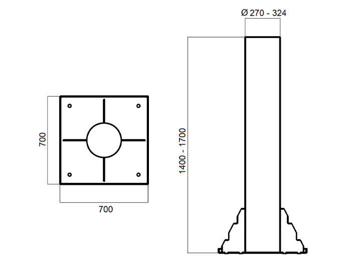 Блокиратор стационарный, высота 1000 мм. SRF K12