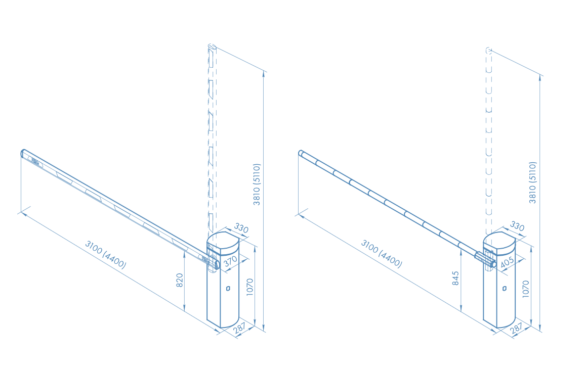 Шлагбаум GS04 со стрелой круглого сечения 4,3 метра