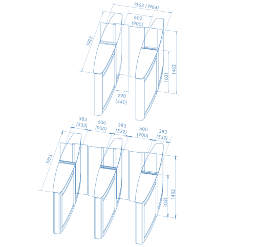 Скоростной проход ST-02 с раздвижными увеличенными створками
