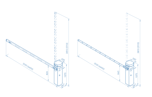 Шлагбаум GS14 со стрелой прямоугольного сечения 3 метра