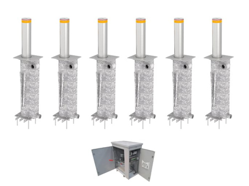 Блокиратор автоматический выдвижной ТБД (серия регулирования движения), диаметр 220, высота 500 мм, 6 боллардов