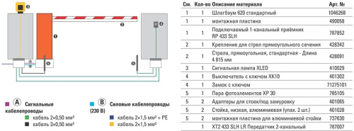 Комплект гидравлического шлагбаума 620/5 STD с дюралайтом 5 м
