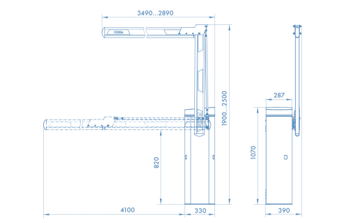 Шлагбаум GS04 со складной стрелой прямоугольного сечения 4,3 метра