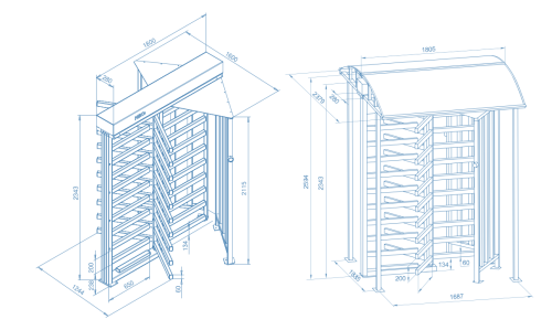 Полноростовый моторизованный роторный турникет RTD-15.1