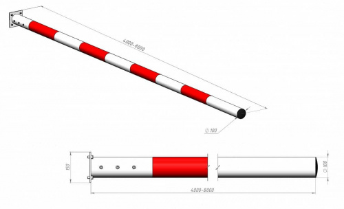 Стрела 6м круглого сечения с функцией антиветер 100мм со светоотражающими наклейками